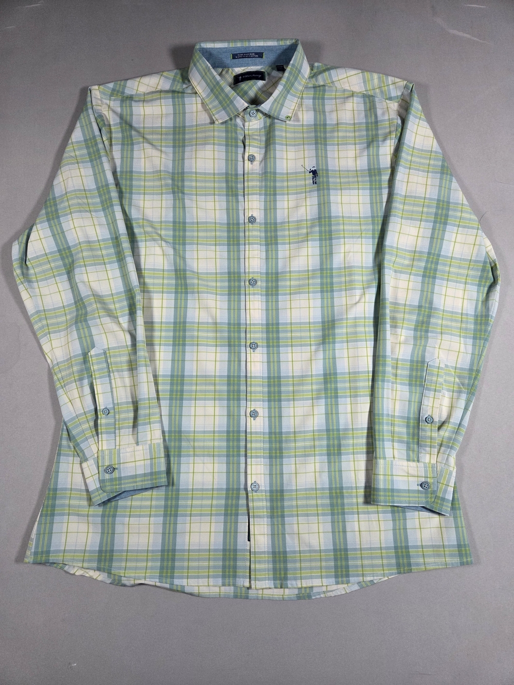 William Murray Men's Green Plaid Performance Golf Button-Down Shirt Size XL